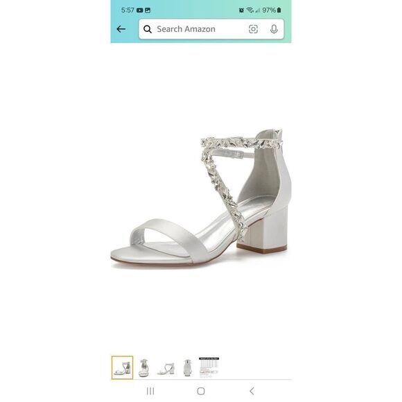 New 7 Huibaogong Ivory Low Block Chunky High Heel Special Occasion Dress Shoes - Picture 2 of 13